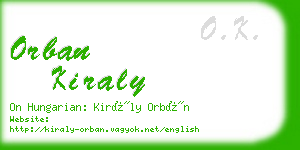 orban kiraly business card